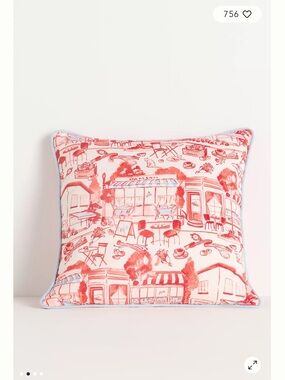 New Anthropologie x Damson Madder Cotton Printed Square Pillow